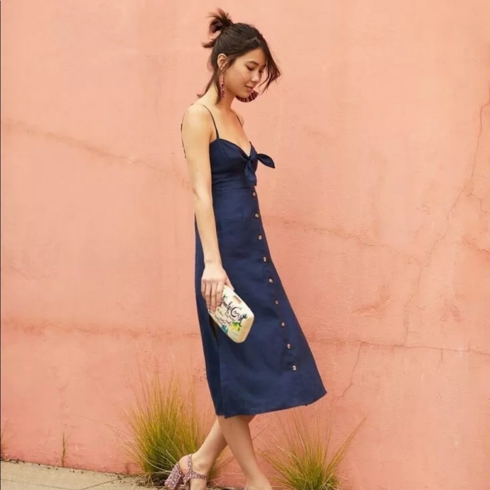 Faithful The Brand navy linen sun dress size 6